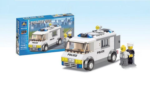 Cărămizi de jucărie pentru realizarea vehiculului de poliție (135 de piese)