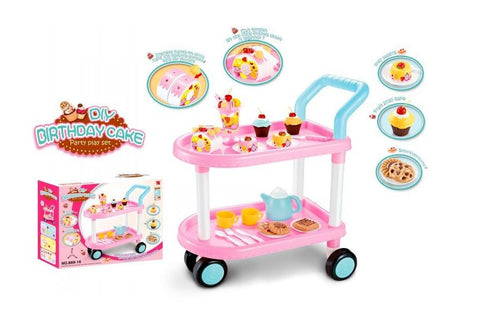 Cărucior pentru copii cu produse de patiserie, înghețată și accesorii (43 bucăți)