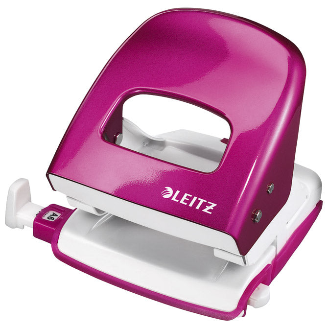 Luknjač 2 luknji do 30 listov wow leitz 50082223 kovinsko roza blister
