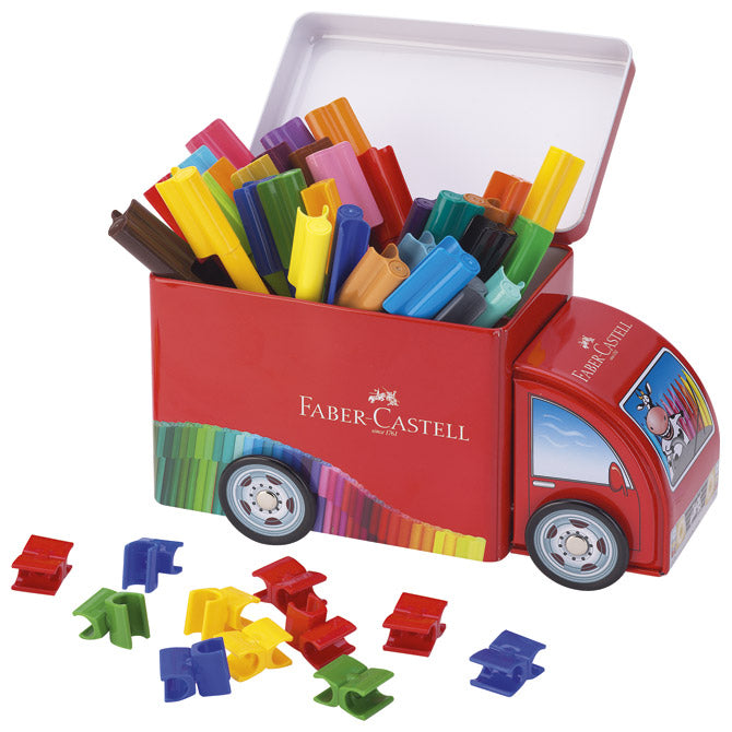 FLOMASTER ŠKOLSKI  33BOJE U METALNOJ KUTIJI CONNECTOR TRUCK FABER CASTELL 155533