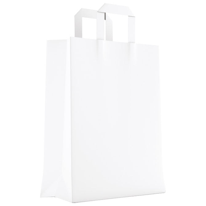 Vrećice ukrasne natron 32x43x15cm ravna ručka pk50 duga bijele