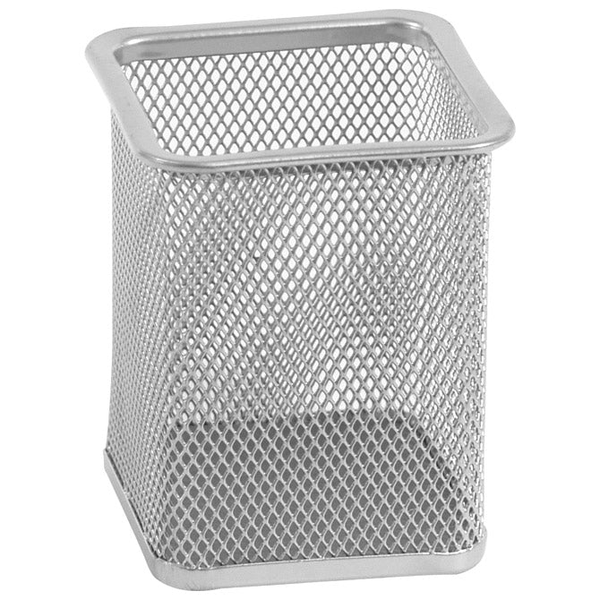 KOVINSKI ZICNI STOJALO KOCKA ZA SVINČNIKE 8X8X9,8CM LD01-39 FORNAX SREBRNA