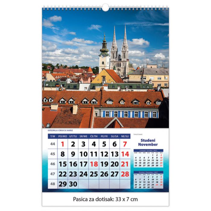 KALENDAR "ZAGREB 2027", 13 LISTOVA SPIRALA JP.