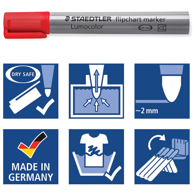 Marker flipchart 2mm lumocolor staedtler 356-2 rdeč