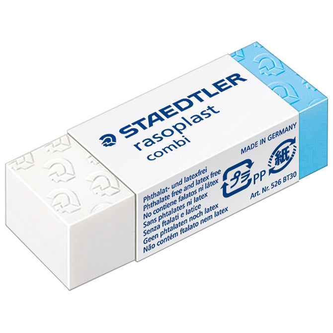 RADIRKA DUO PLASTIČNA STAEDTLER 526 BT30 BELA/MODRA-KOS