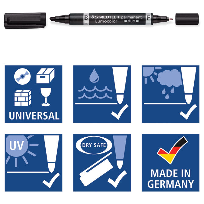 Marker permanentni obostrani 0,6 i 1,5mm lumocolor staedtler 348-2 crveni