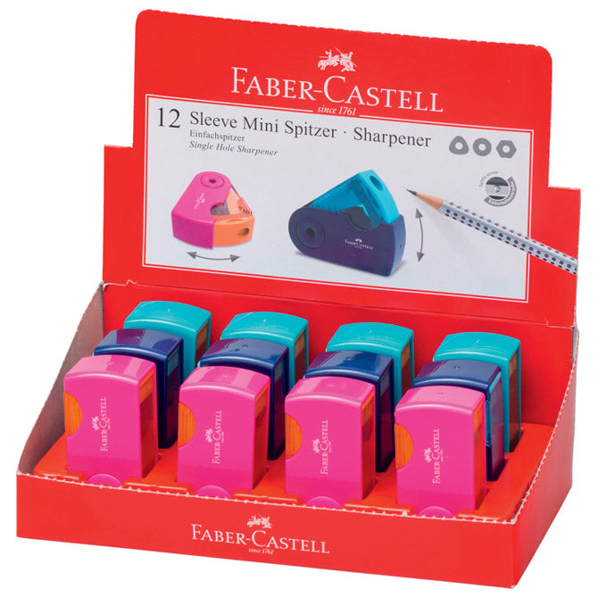 ŠILJILO PVC S PVC KUTIJOM 1RUPA SLEEVE MINI FABER CASTELL 182714 SORTIRANO