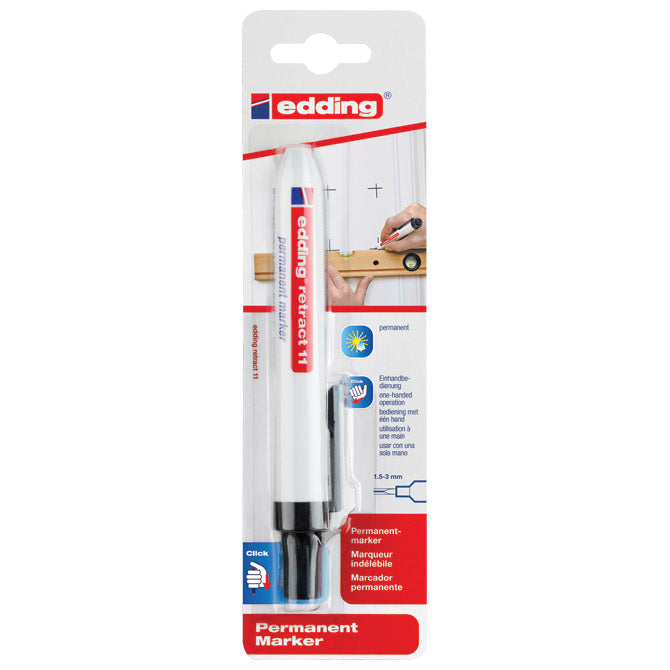 Marker permanentni 1,5-3mm edding retract 11/1 crni blister