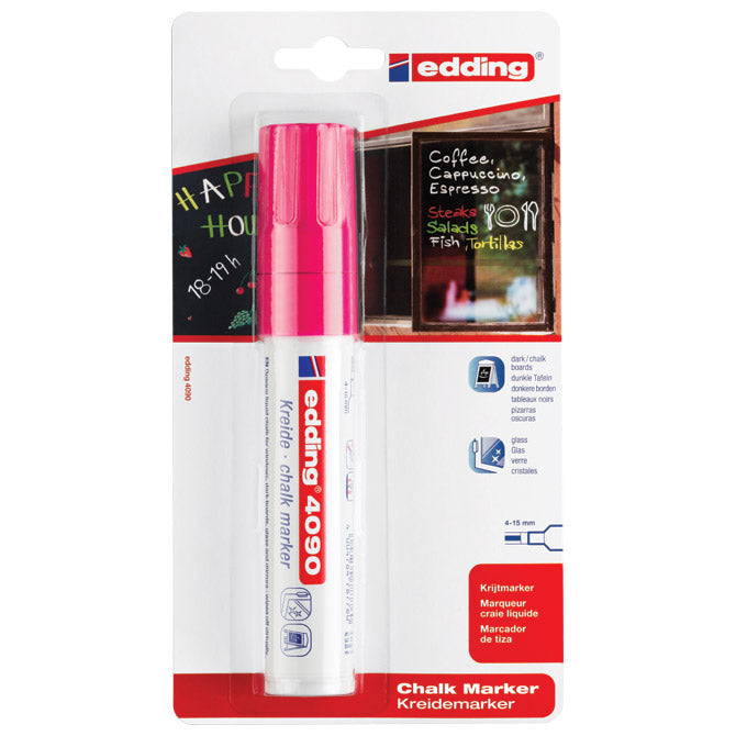 Marker-kreda za steklo 4-15mm edding 4090/1 neon roza blister