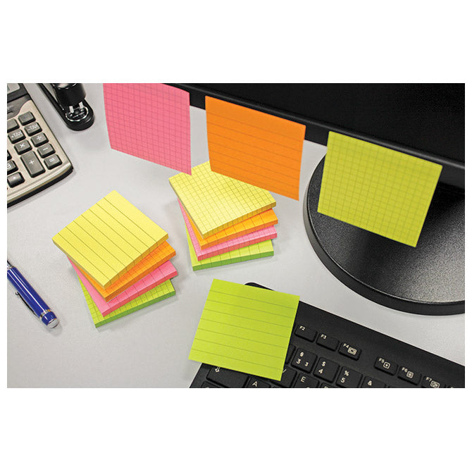 BLOK SAMOLJEPLJIV  75X75MM KARO 80L GLOBAL NOTES 5654-32-K NEON-ROZI