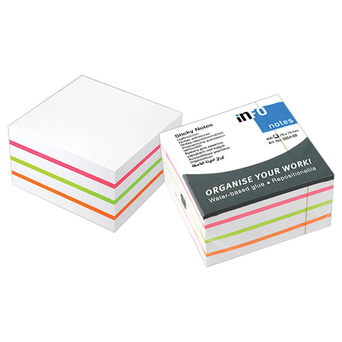 Blok samolepilni kocka 75x75mm 450l global notes 5654-68 sortirano