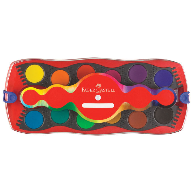 Boja vodena fi 24mm 12boja plus bijela tempera connector faber castell 125030 crvena kutija