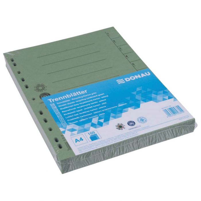 Kartonski razdelilnik A4 250g pk100 Donau 8610001-06 zelena