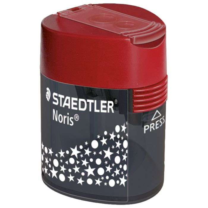 ŠILJILO METALNO S PVC KUTIJOM 2RUPE "NORIS" STAEDTLER 512 188 CRVENO/SIVO