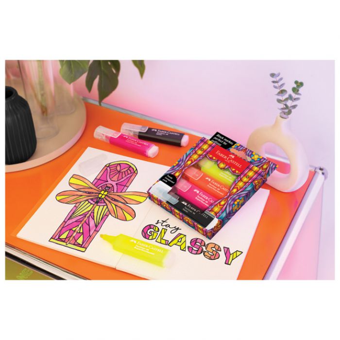 SIGNIR 1-5MM 46 GLASSY SUPERFLUORESCENT KART.KUTIJA FABER CASTELL 254693/4BOJE BLISTER