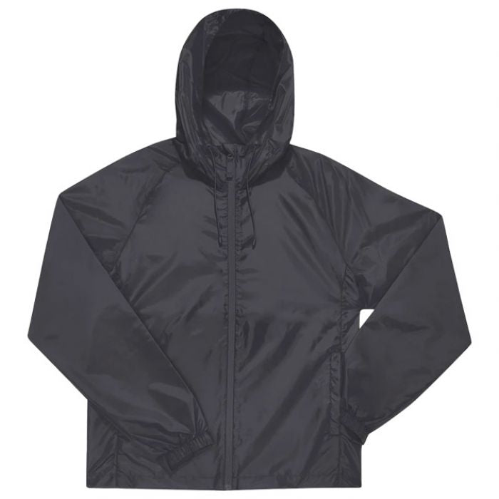 VJETROVKA S KAPULJAČOM ZIP UNISEX B&C # RESET LINED WINDBREAKER TAMNO SIVA 2XL
