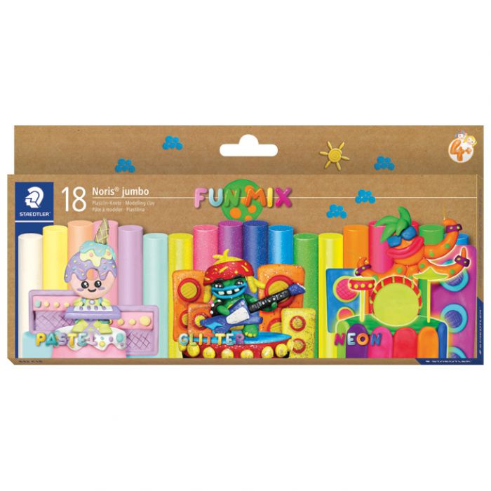 -PLASTELIN  18 BOJA NORIS JUMBO STAEDTLER 842 C18 PASTEL PLUS GLITTER PLUS NEON BLISTER
