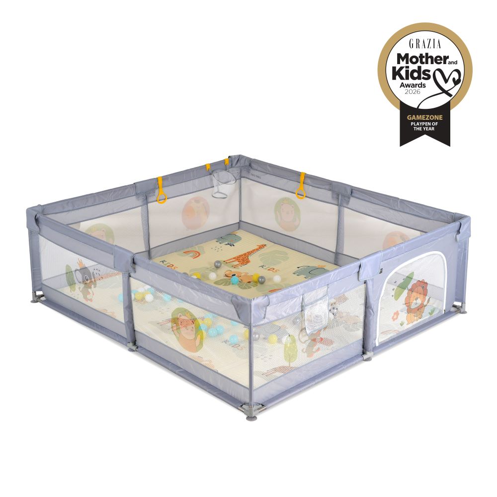 Moni GameZone dječja igraonica/vrtić 150x200 cm s podlogom i dodacima, siva
