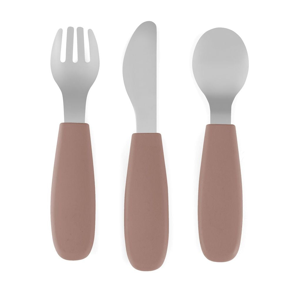 PETITE&MARS Set pribora za jelo od nehrđajućeg čelika sa silikonskom ručkom 12 m+ Take&Match, Velvet Latte