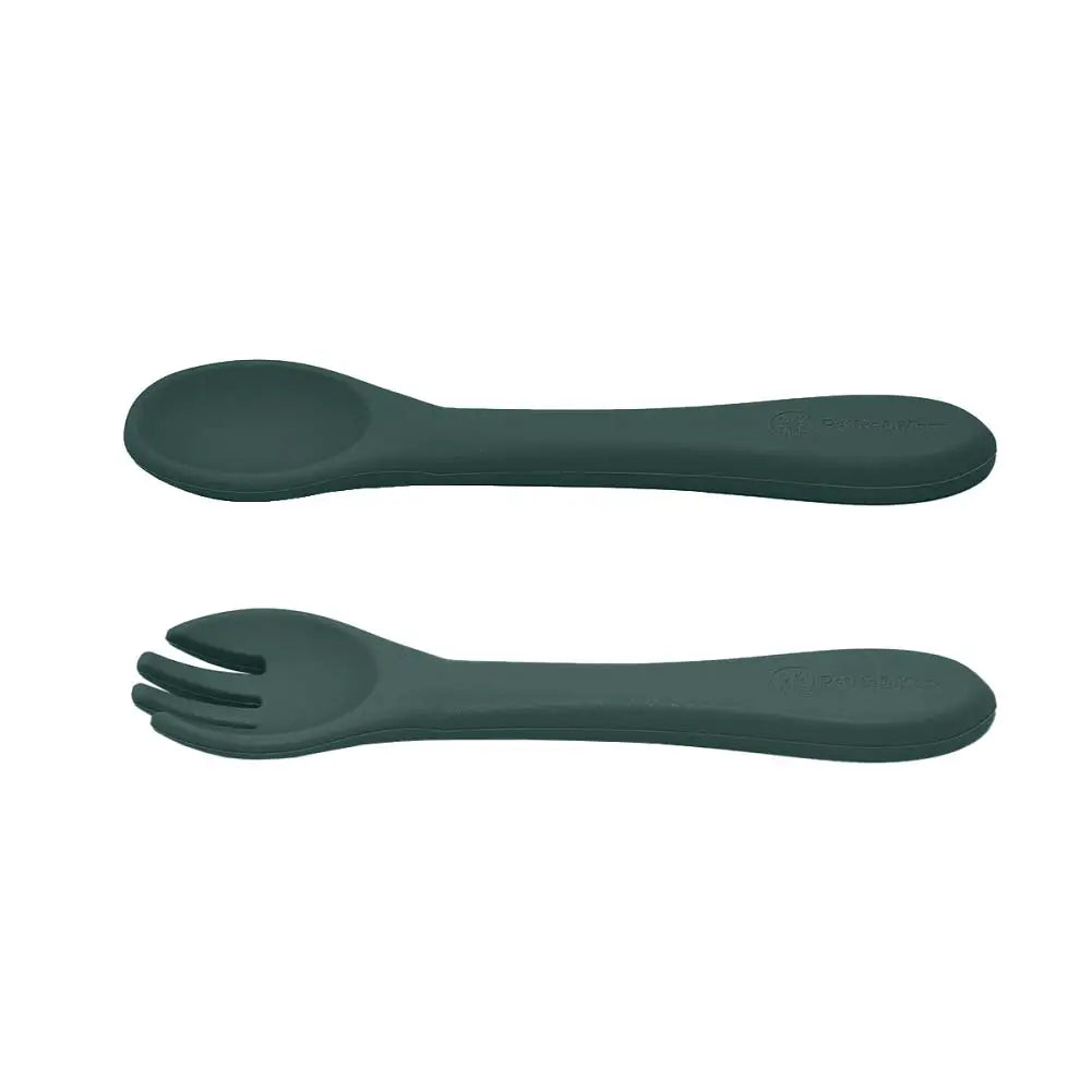 PETITE&MARS Silikonska žlica i vilica 6 m+ Take&Match, Misty Green