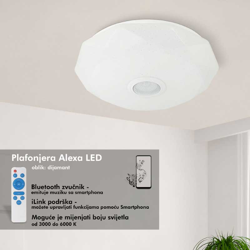 Plafonjera LED E-light Alexa sa zvučnikom