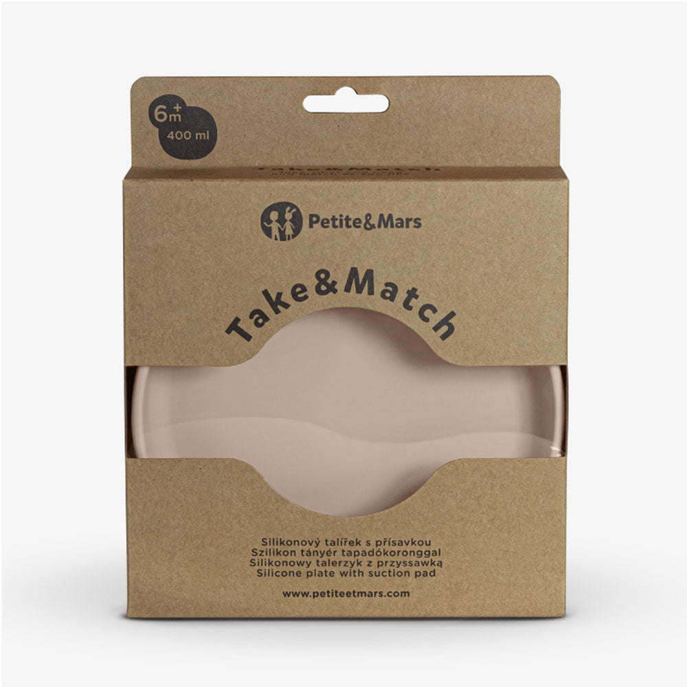 PETITE&MARS Silikonski tanjur s vakuumom 6 m+ Take&Match, Desert Sand