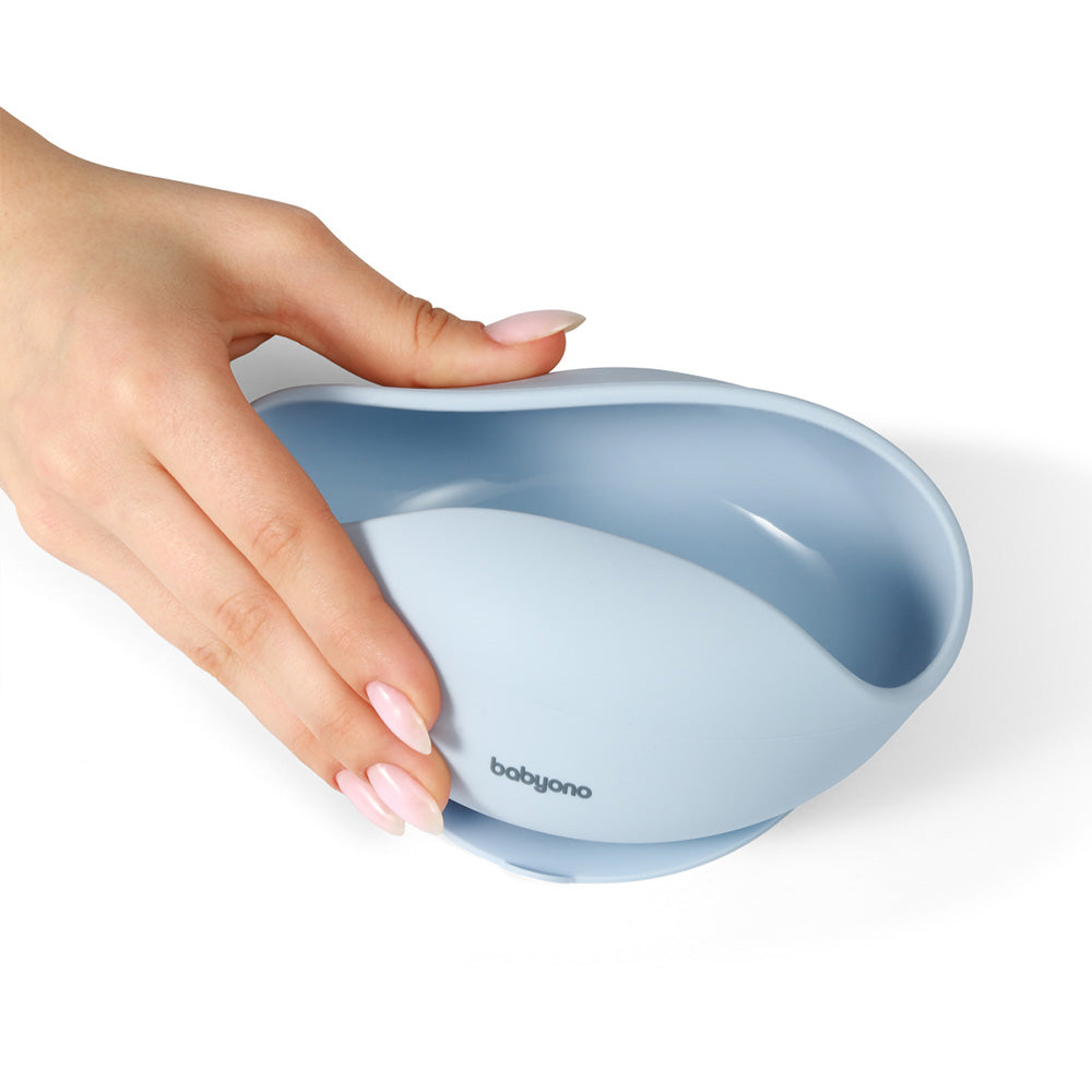 BabyOno Silikonska zdjelica s vakuumom 350 ml 6 m+, plava