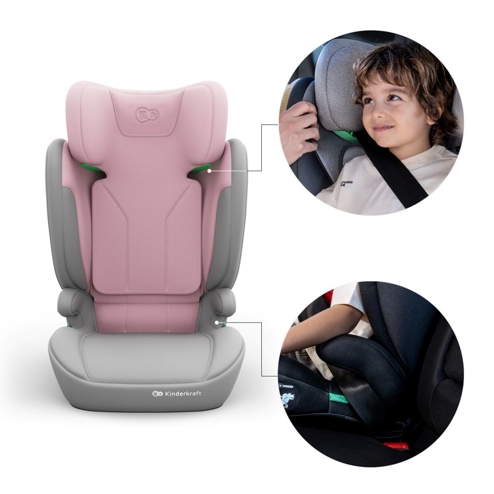 Kinderkraft autosjedalica I-Spark 2 Plus i-Size 15-36 kg (100-150 cm) bez Isofix-a, Pink