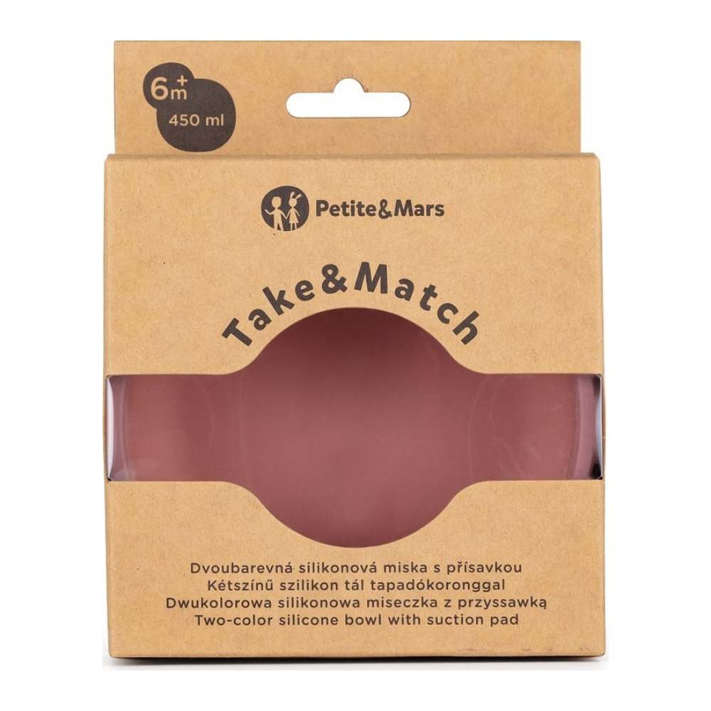 PETITE&MARS Silikonska zdjelica s vakuumom 450 ml Take&Match 6 m+, Dusty Rose