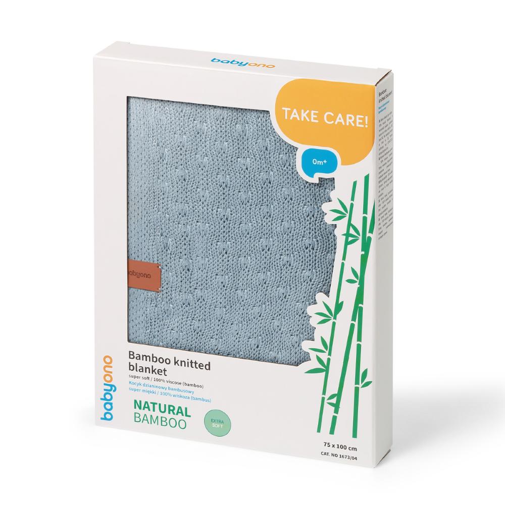 BabyOno Pletena bambus dekica 75x100 cm, plava