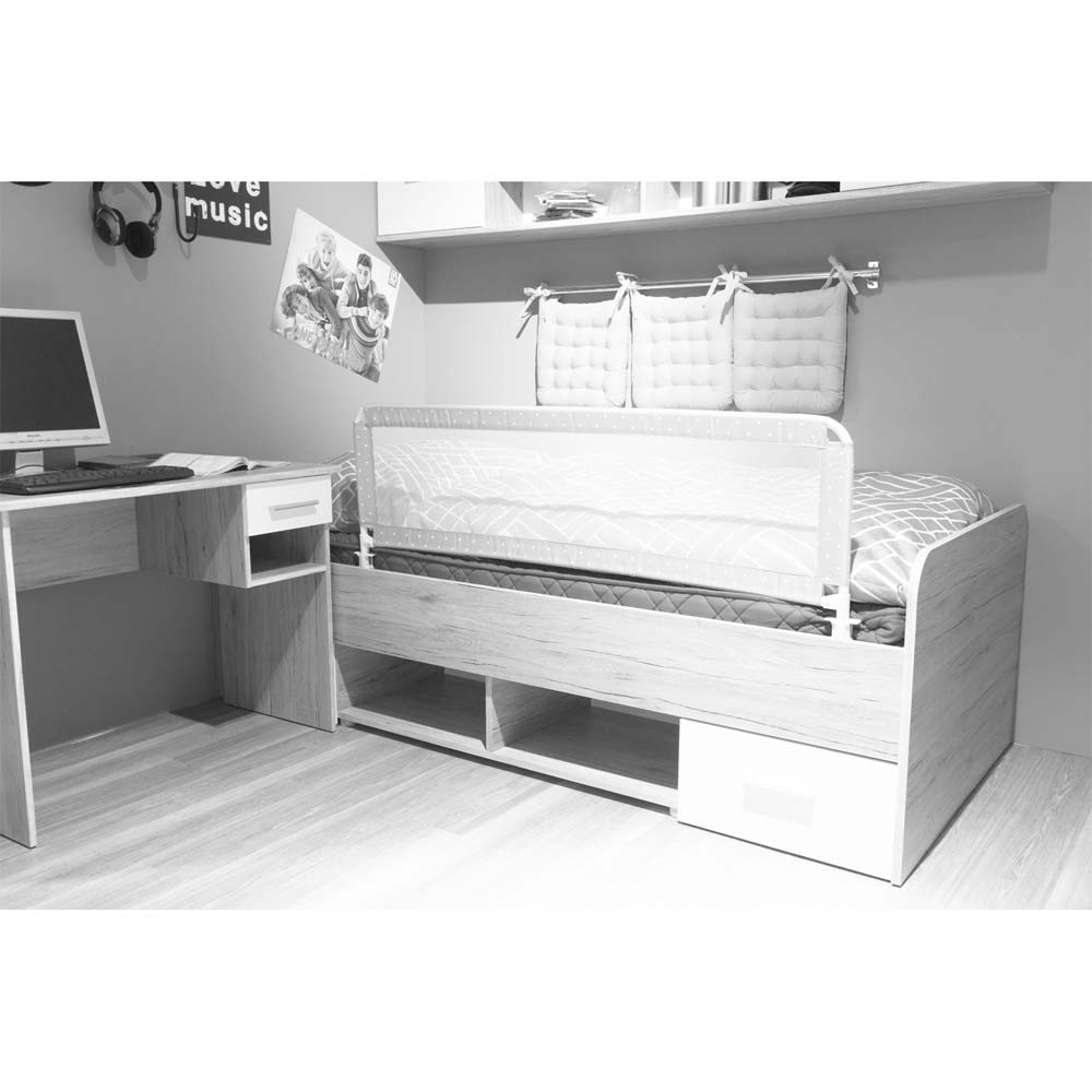 Fillikid zaštitna ograda za krevet Hugo 135x50 cm, siva s točkicama