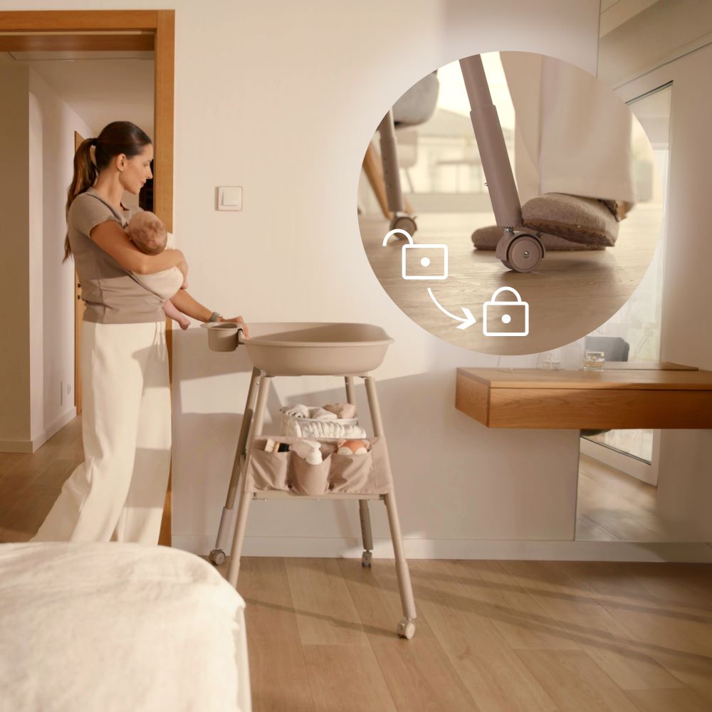 Lionelo Rosie stol za prematanje s podlogom, beige sand