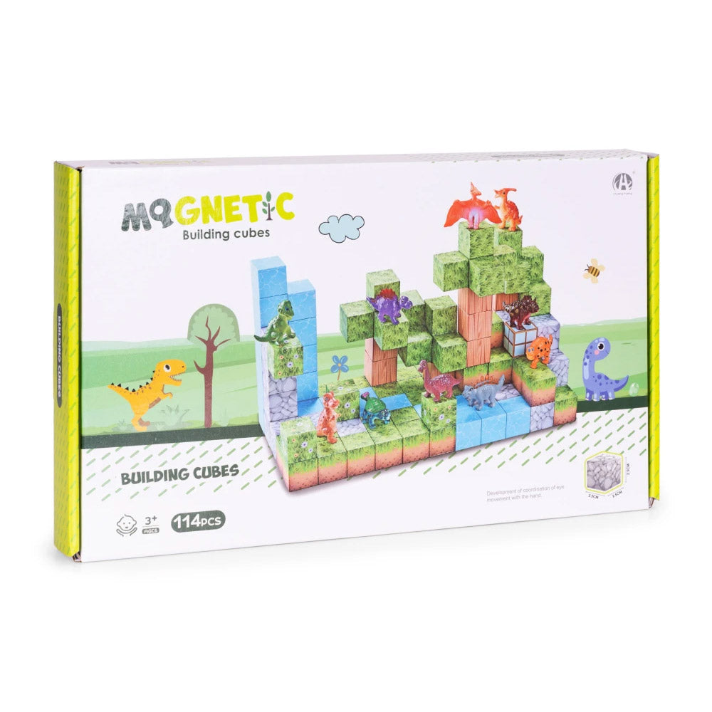 Magnetni set građevinske kocke Dinosauri - 114 dijelova