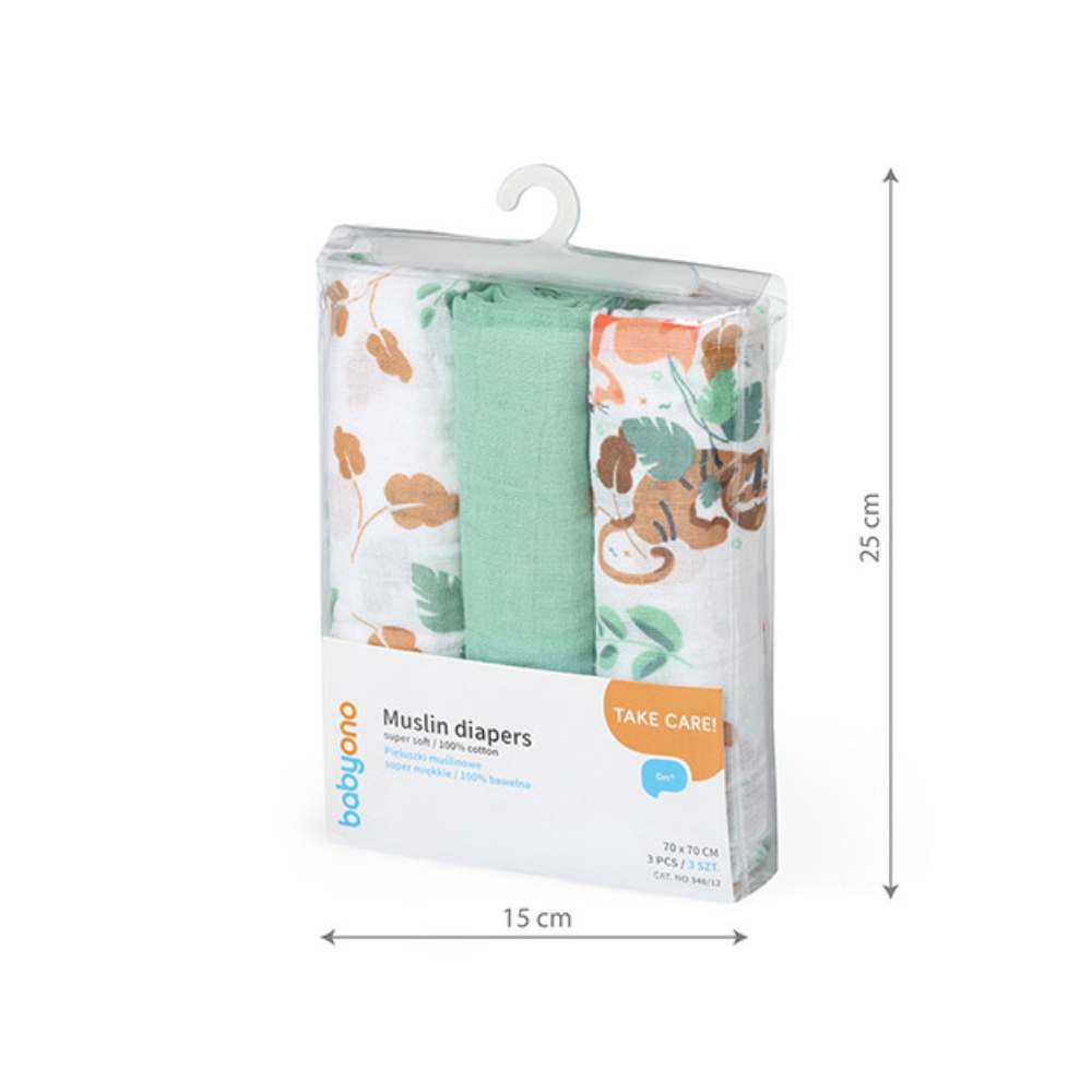 BabyOno Tetra pelene Muslin Jesen, zelena