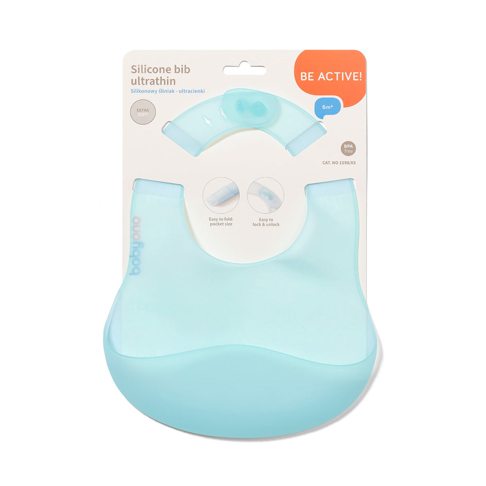 BabyOno Silikonski podbradak ultrathin 6 m+, plava