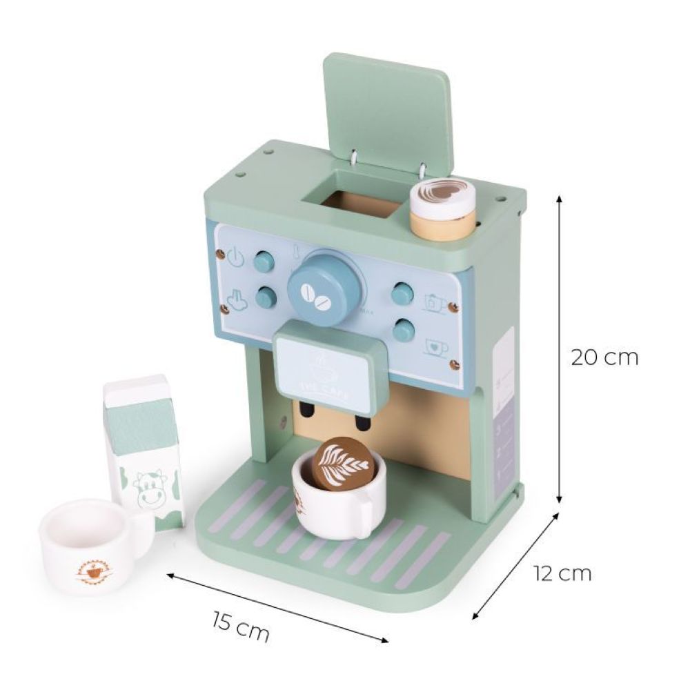 Ecotoys Drveni aparat za kavu Barista, 8 dijelova