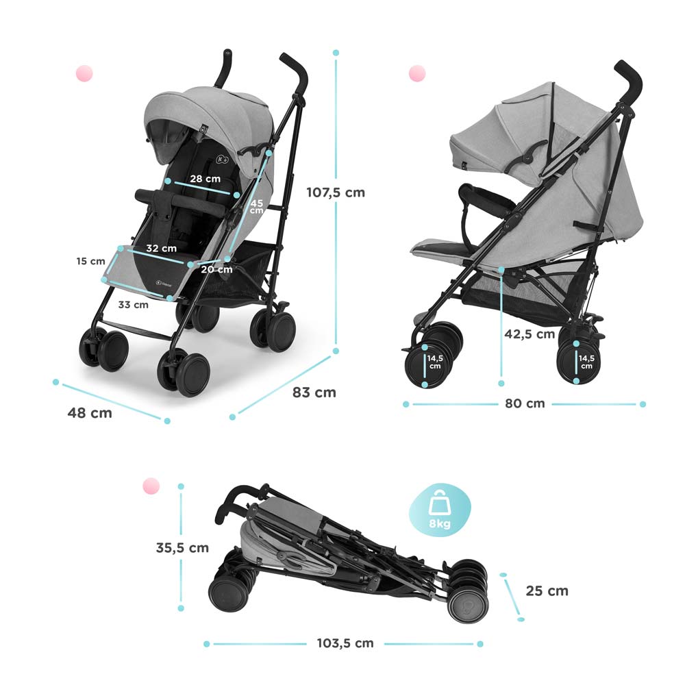 Kinderkraft Kišobran kolica Siesta siva