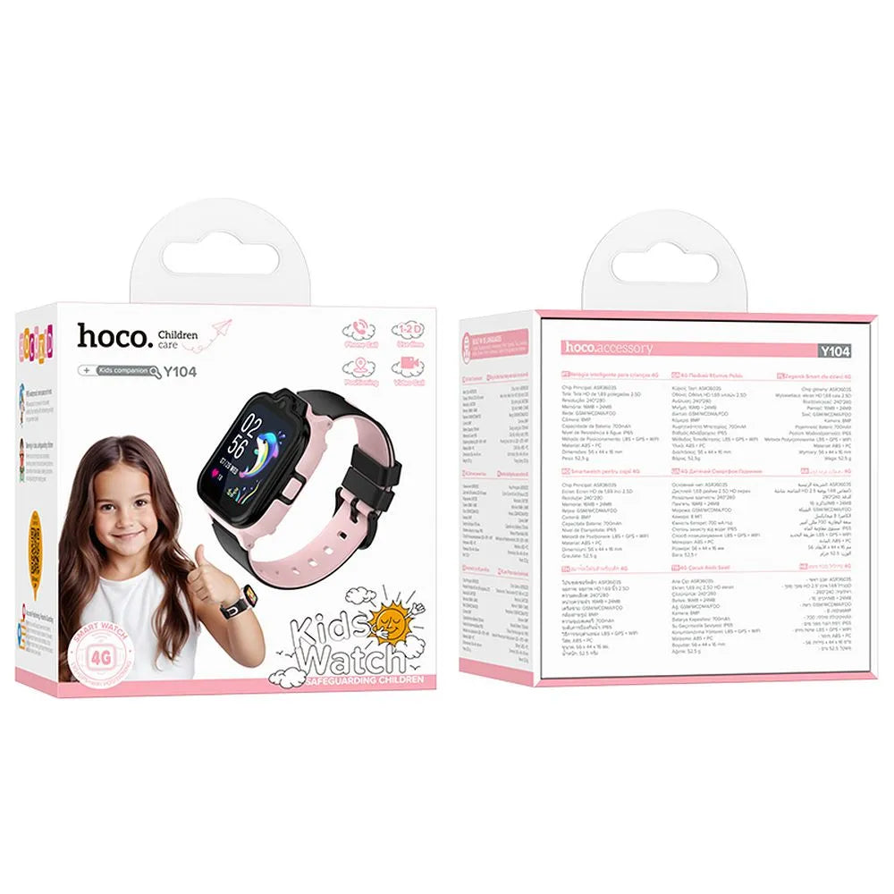 Hoco 4G GPS pametni sat za djecu s funkcijom poziva Y104 pink