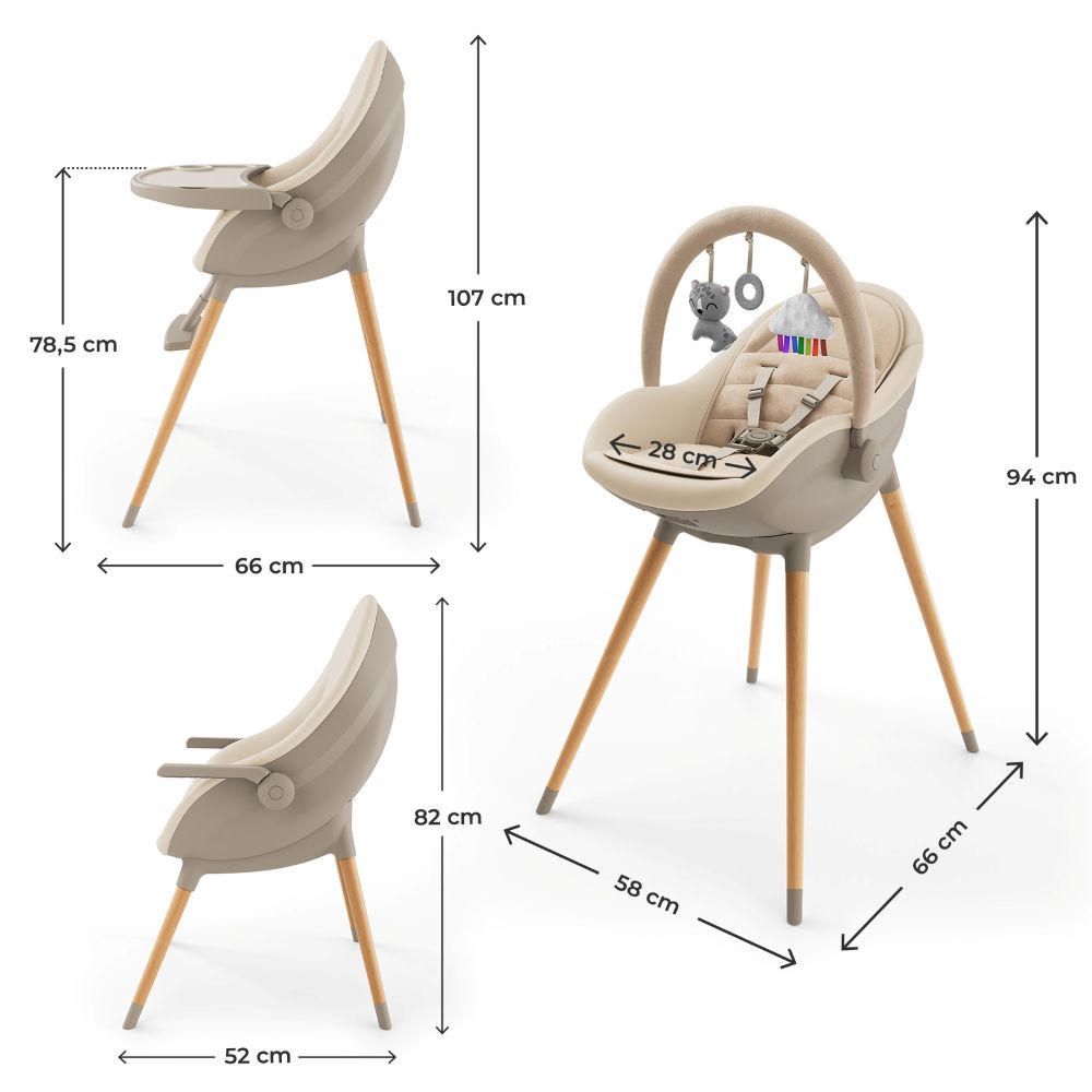 Kinderkraft Hranilica Fini UP 3u1, Beige