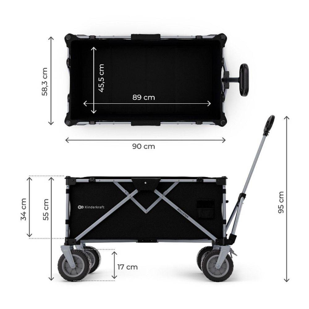 Kinderkraft Sklopiva kolica ROLLSTER 90x58 cm, Mystic Black