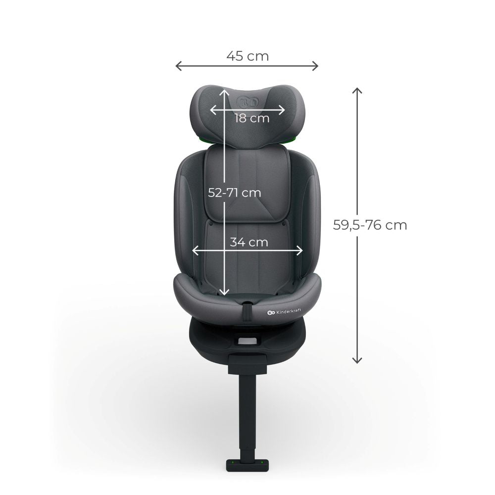 Kinderkraft I-360 2 PLUS i-Size autosjedalica 0-36 kg (40-150 cm), siva