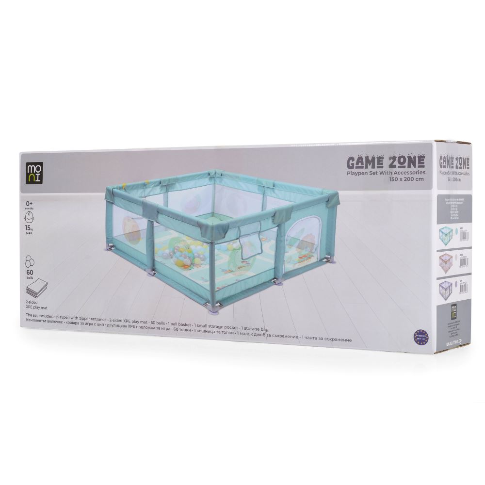 Moni GameZone dječja igraonica/vrtić 150x200 cm s podlogom i dodacima, siva