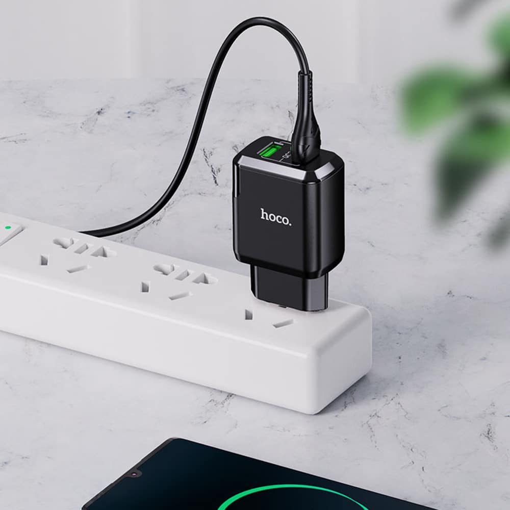 Hoco - Zidni punjač Charmer (N6) - 2xUSB-A, Q.C 3.0, 18W, 3.0A - crni