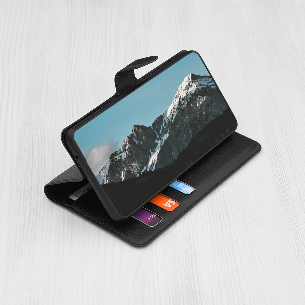 Techsuit - Leather Folio preklopna wallet maska za Honor 90 Lite - crna