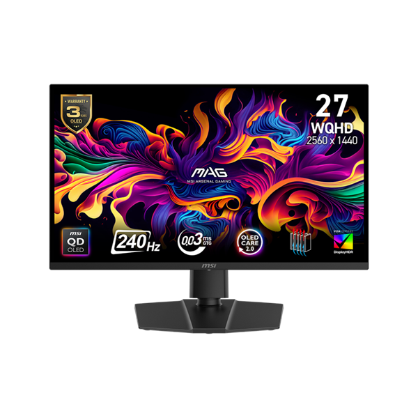 MSI MAG 271QP QD-OLED X24 računalni monitor 67,3 cm (26.5") 2560 x 1440 pikseli Wide Quad HD Crno