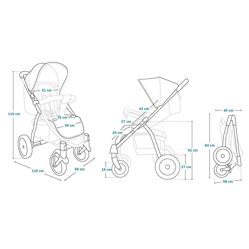 Lionelo Annet Plus sportska kolica, Black Carbon