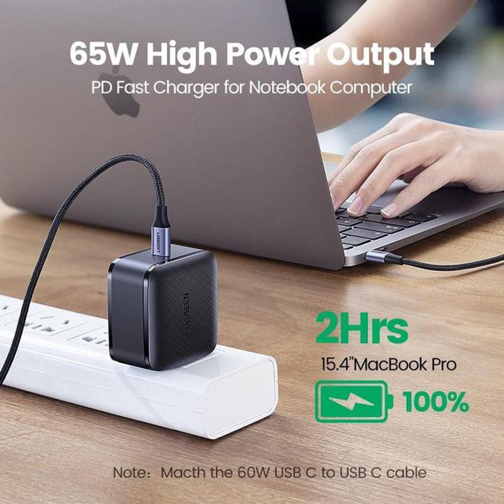 Ugreen - zidni punjač (70817) - Type-C- PD GaN 3.0 - 65W 4A - crni