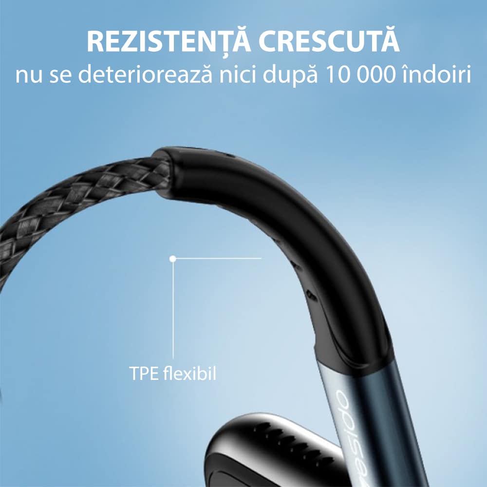 Yesido - podatkovni kabel (CA-62) - USB na Type-C, 3A, 1,2 m - crni