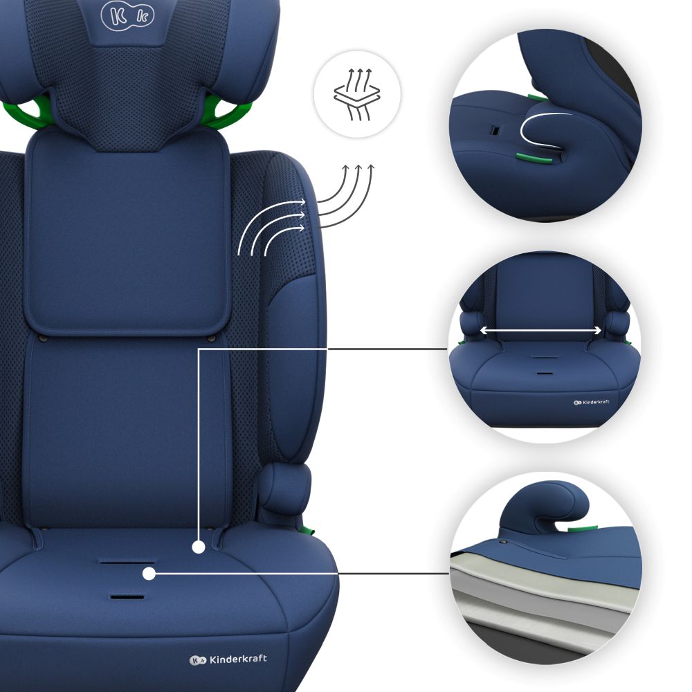 Kinderkraft autosjedalica Comfort Up 2 plus i-Size 9-36 kg (76-150 cm) bez Isofix-a, Navy
