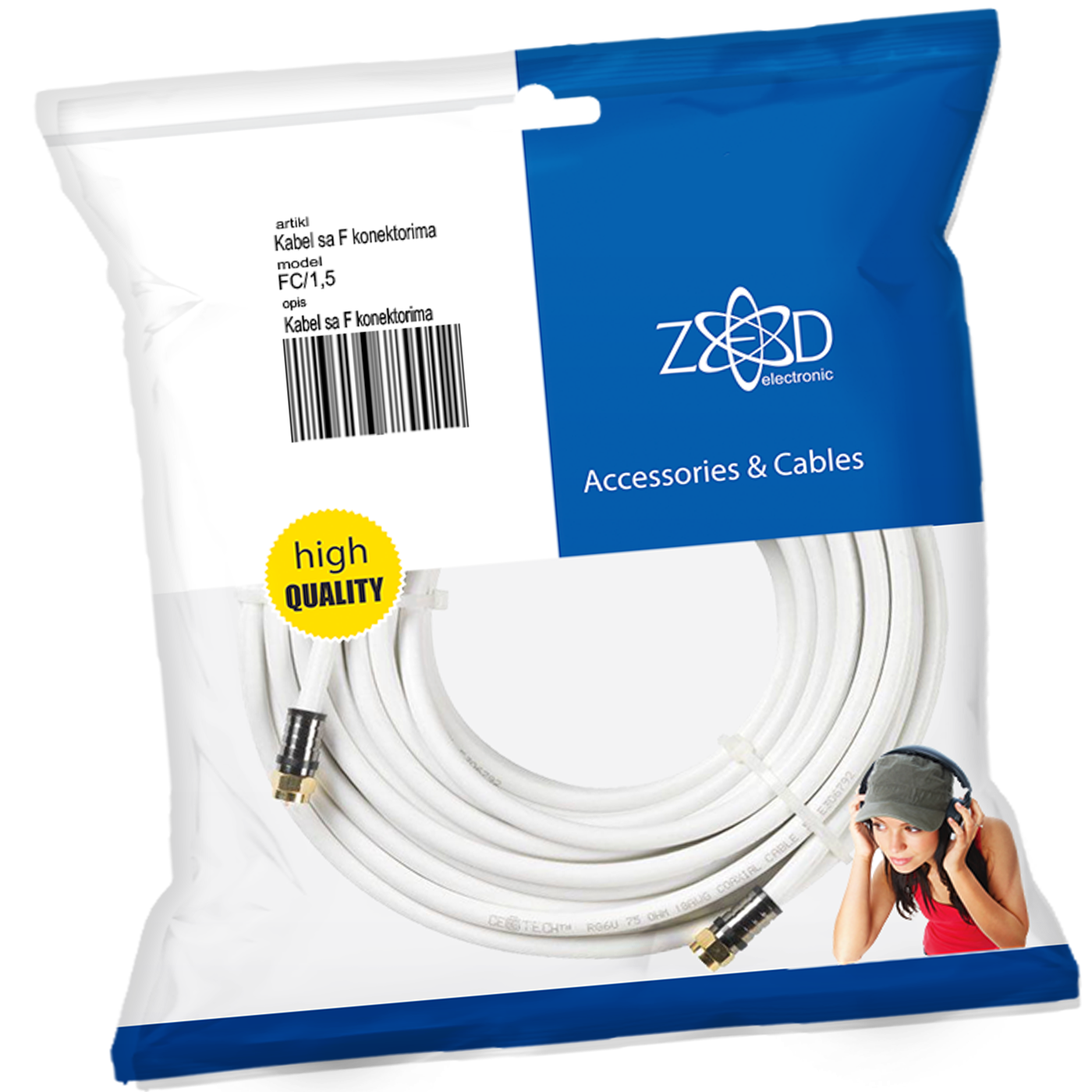 ZED electronic Antenski kabel sa F - konektorima, 1.5 met - FC/1,5